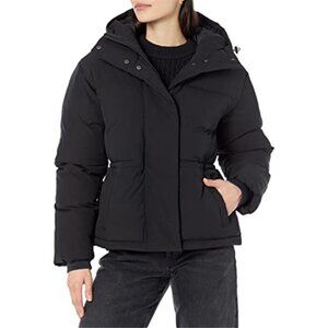 Womens Short Puffer Jacket Quilted Winter Coat Plus Size Warm Hooded Coat